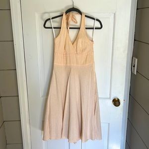Yellow seersucker halter dress